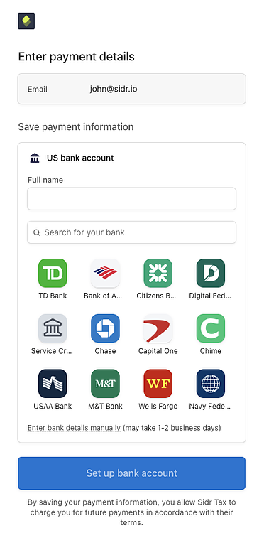 Stripe checkout page