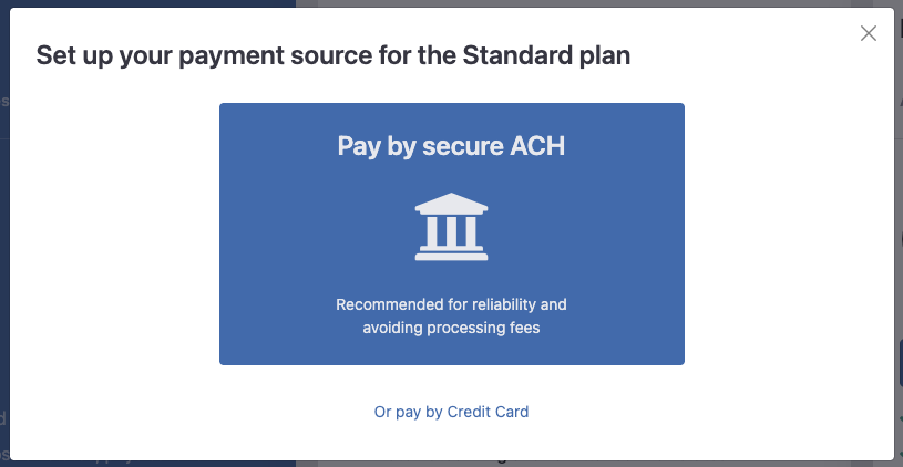 Standard plan - add payment method